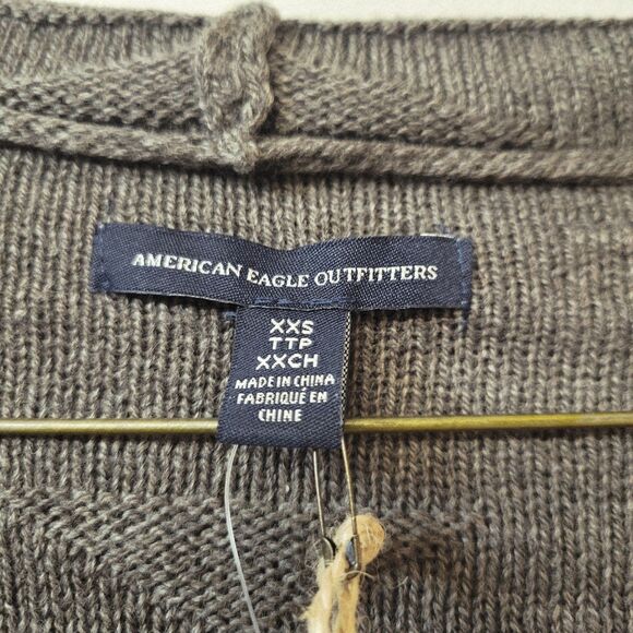 NWT America Eagle Outfitters Hooded Relaxed-fit Gray Womens Size XXS Sweater - Picture 4 of 9
